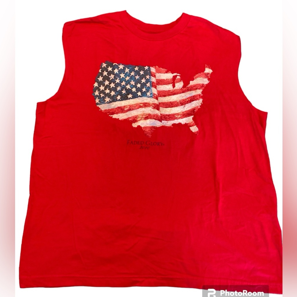 Faded Glory Men’s Tank Top United States Flag Sleeveless Tshirt
